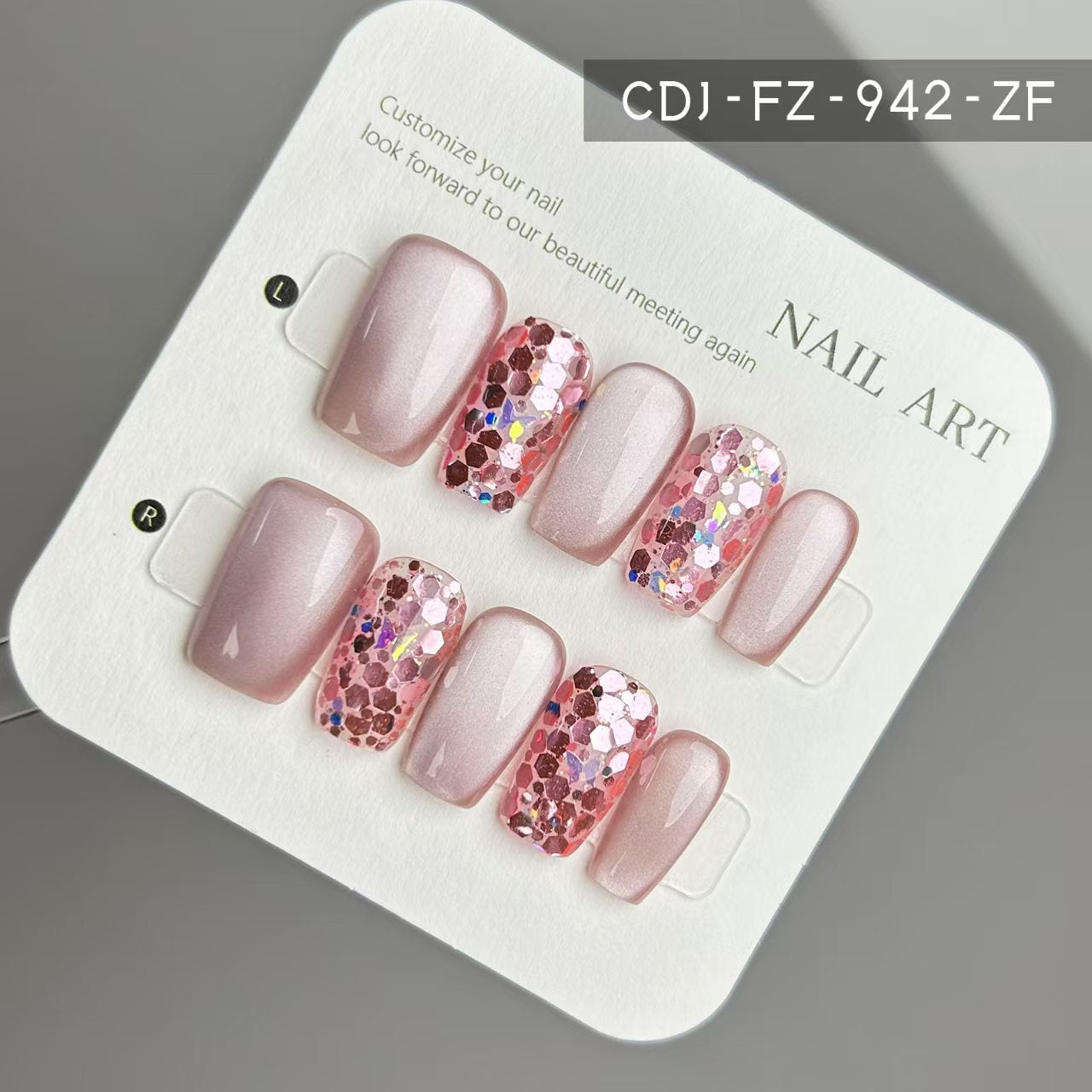 PINK GLITTER GLAM NAILS