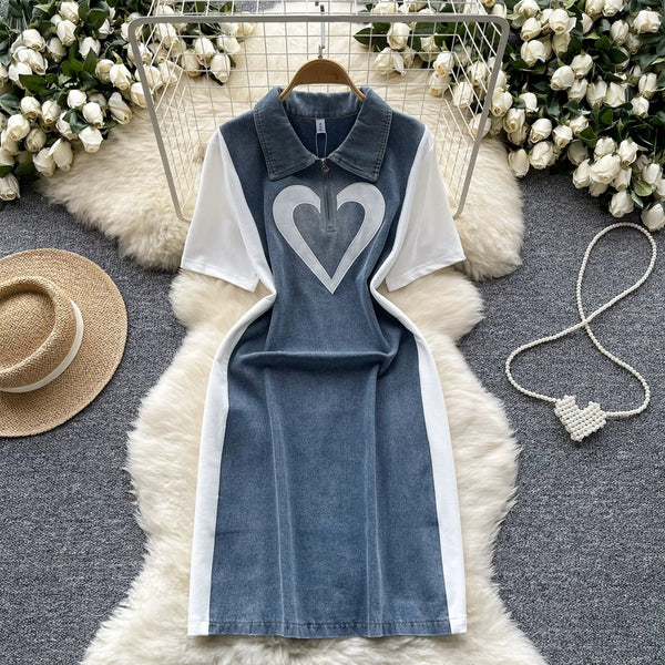 Short Sleeved Denim Slimming Dress